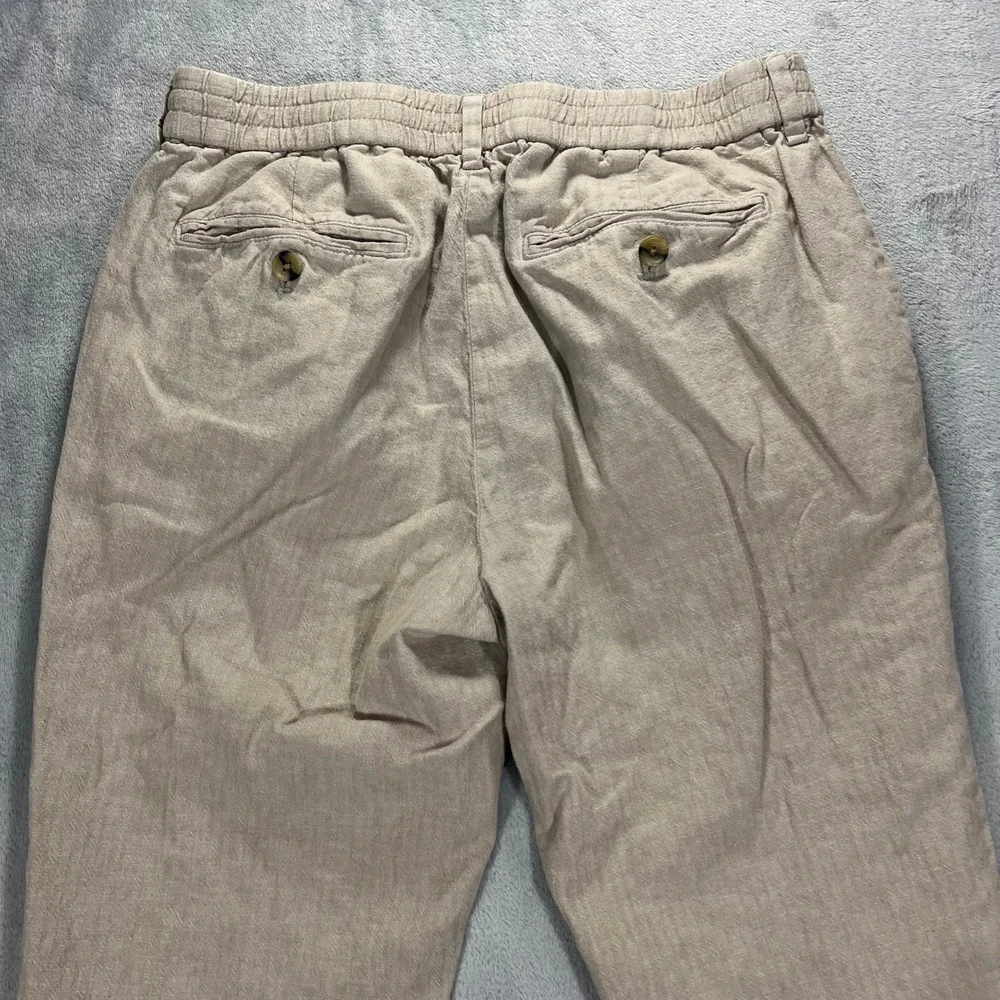 BANANA REPUBLIC Mason Athletic Tapered Pant Mens 31x32 Beige Linen Blend Trouser